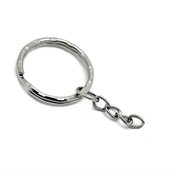 Nøglering - splitring "hamret" med kæde. Sølvfarvet. 25 mm. 5 stk.